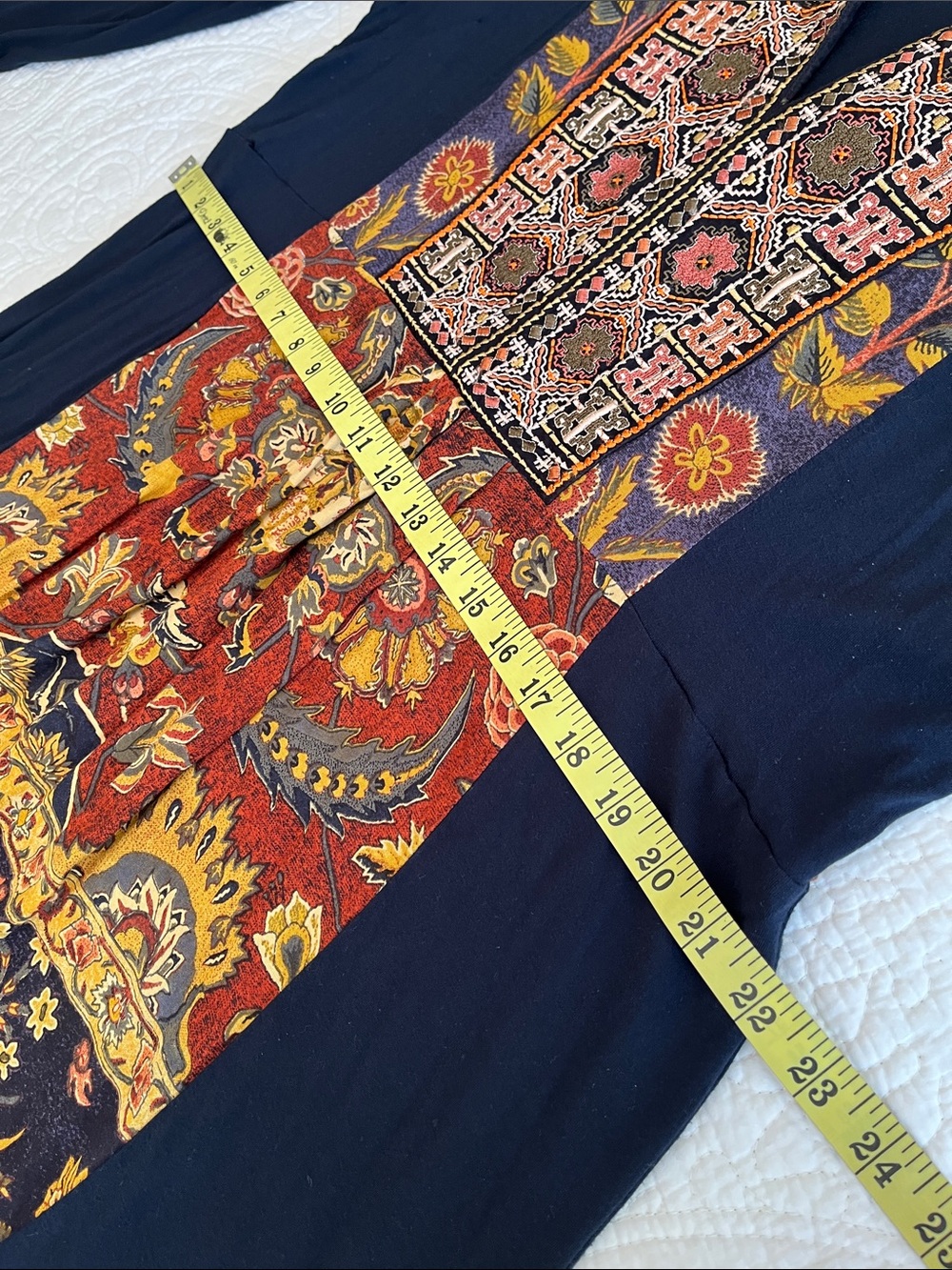Soft Surroundings Tunic Top Embroidered Yoke Floral Women's XL Blue Multi Boho - Picture 13 of 16